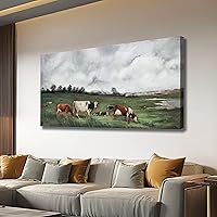 Belmrxne 29x58 Inch Large Nature Landscape Canvas Wall Art - Green Grey Animal Artwork Modern Decor for Living Room Bedroom Office