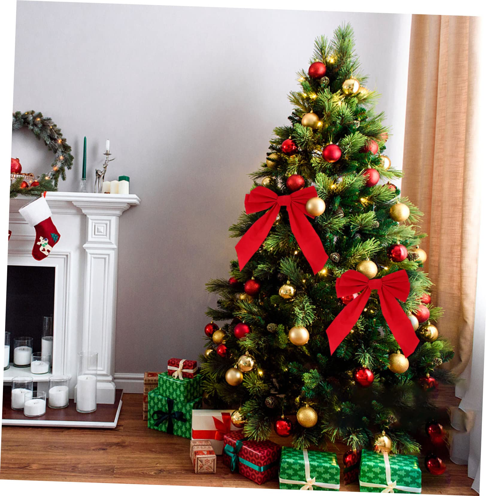 Cabilock 30 Piezas Lazo de Navidad Diver Christmas Tree Lazos para Regalos decoración navideña Guirnalda Regalos para embutidoras de Calcetines Arco de árbol de Navidad Arco de Navidad Mini