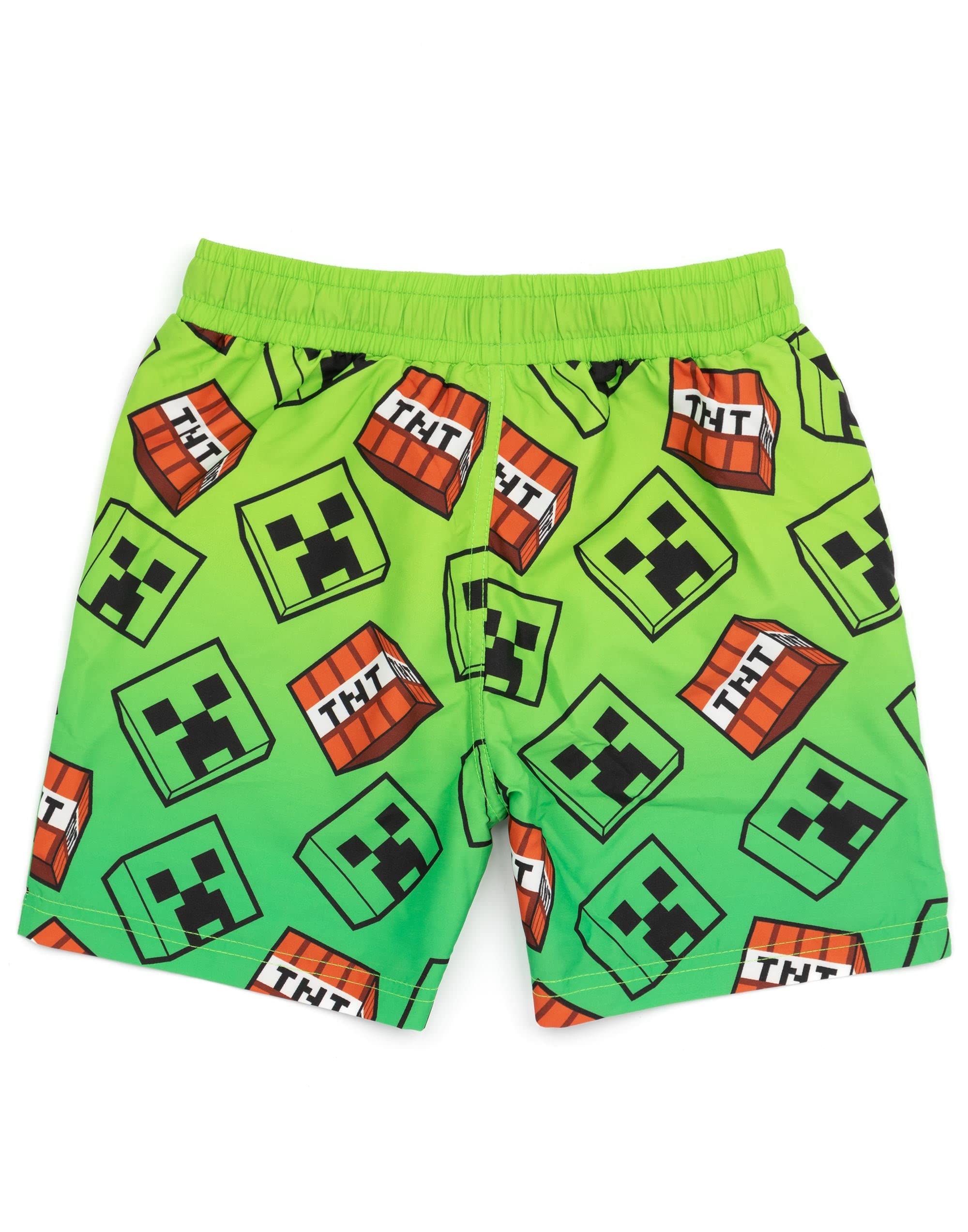 Minecraft Swim Shorts para Niños | Opciones De Vid Azul-Verde O Verde | Kids Teen Creeper Steve Alex TNT Personajes Explosivos Gamer Swim Pantalones Trunks