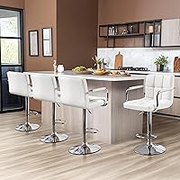 Vista 80 de Yaheetech - 4 taburetes de bar ajustables para mostrador de cocina, taburetes de bar/mostrador, silla de comedor giratoria hidráulica de piel Marrón