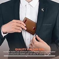 Vista 159 de RUNBOX - Carteras delgadas para hombre, cartera de piel con pinza para el dinero, cartera de bolsillo frontal con bloqueo RFID, tarjetero Negro