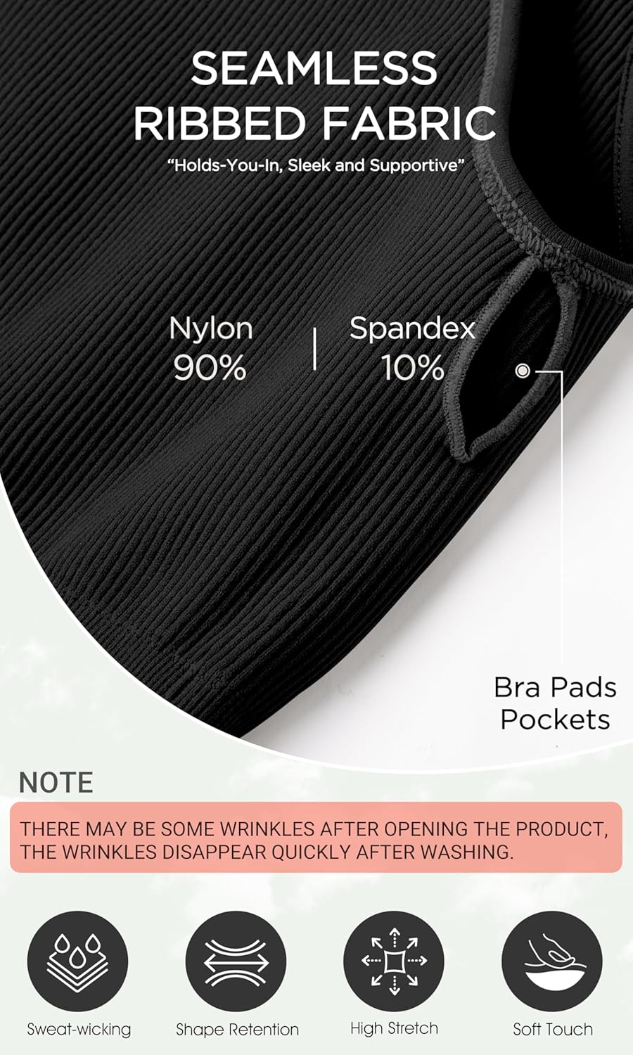 ODODOS Seamless One Shoulder Sports Bra for Women Ribbed Asymmetrical Non Padded Yoga Crop Tank Tops - Image 6