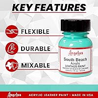 Vista 221 de Angelus - Pintura acrílica para cuero, 1 onza líquida (paquete de 1), color turquesa