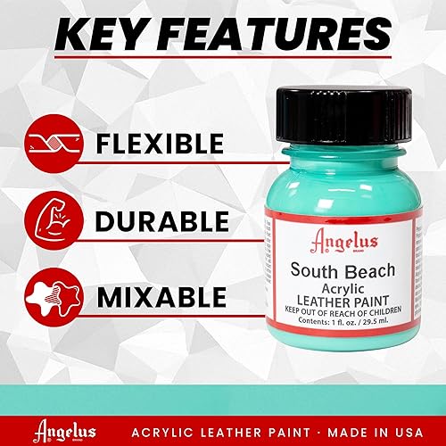 Miniatura 221 de Angelus - Pintura acrílica para cuero, 1 onza líquida (paquete de 1), color turquesa