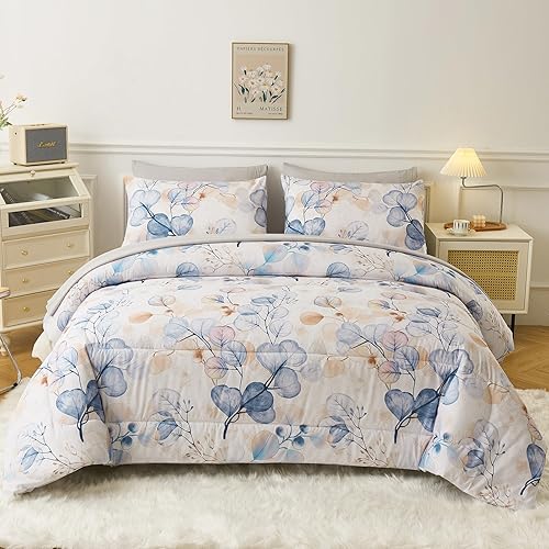 YIYEA Juego de edredón tamaño King  Estampado floral  7 piezas de cama en una bolsa  Juegos de ropa de cama para todas las estaciones con edredón, disponible en Yaxa Peru