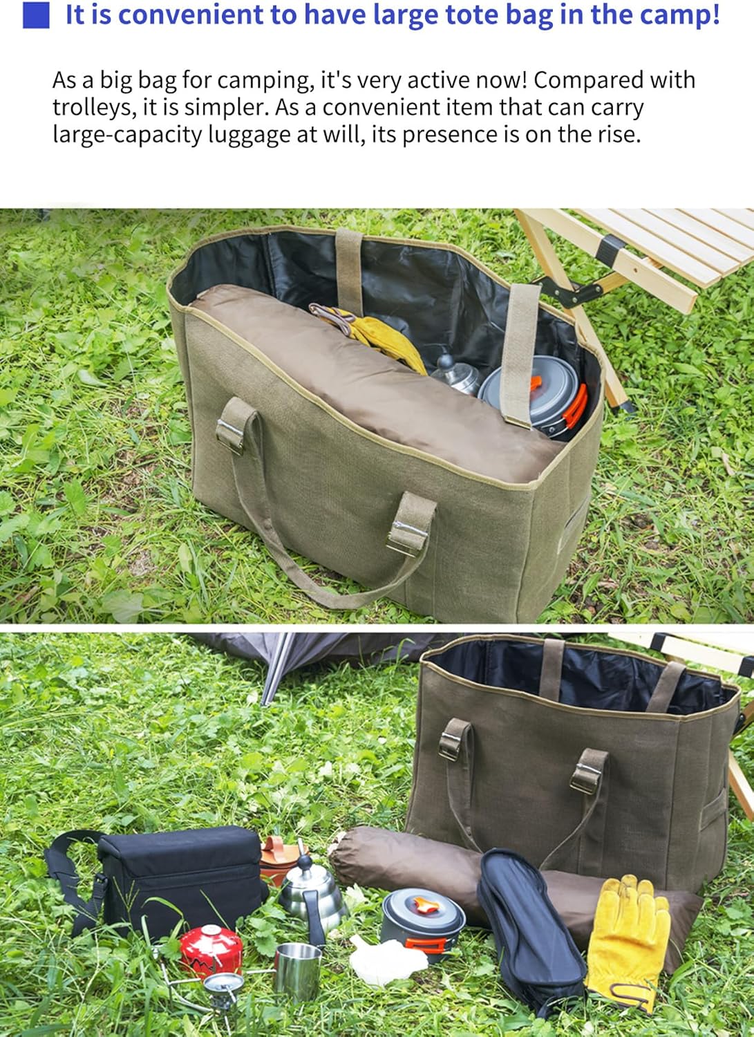 Large Military Duffle Bag Tactical Camping Storage Bag Utility Tote Bag Camping Kitchen Organizer with Deployment Cargo Bag Travel Sports Equipment(Khaki,Small 23.62”x 11.81”x15.75”)
