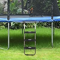 Vista 6 de HBTower Trampoline Ladder, Horizontal Wide Steps, Skid-Proof Steps Universal Hook, UV Treated Steel, 220Lbs Capacity Trampoline Stairs Accessories