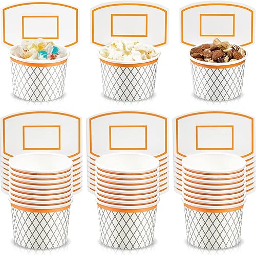 Suclain Vasos de baloncesto para aperitivos, decoraciones de fiesta de baloncesto, suministros de fiesta de baloncesto para niños, tazas de fiesta