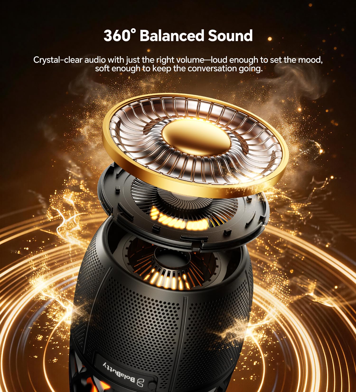 BolaButty Outdoor Speakers Gifts for Men Bluetooth Speaker with Lights Multi-Sync up to 100 Speakers Auto-Pairing HD Stereo Sound Cool Stuff House Warming Gifts IPX5 Waterproof Lantern for Camp|Patio|Pool|Yard in use