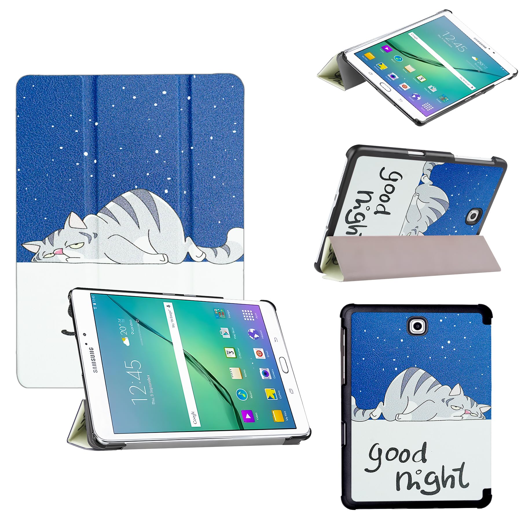 Tri-Fold Case Compatible with Samsung Galaxy TAB S2 8.0 inch Tablet (SM T710/T713/T715C/T719C), Includes a Screen Protector - Premium PU Leather Tri-Fold Cover with Auto Sleep/Wake