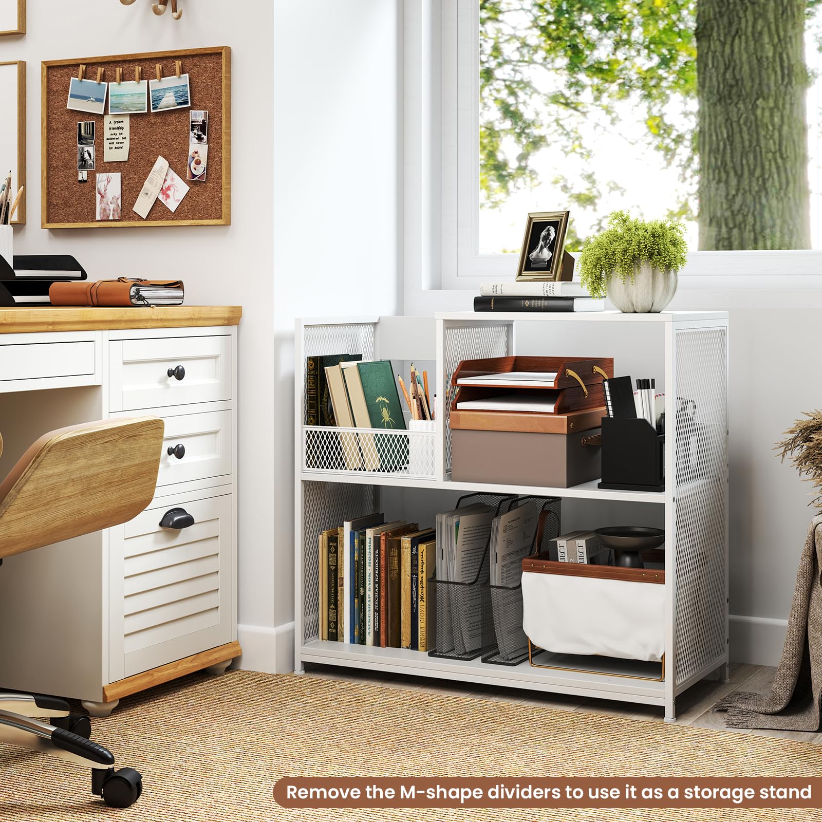 COSTWAY Supporto per Giradischi a 3 Ripiani, Fino a 300 Album, Porta Giradischi Vinili con 3 Separatori Rimovibili e Struttura in Metallo, Mensola di Archiviazione, 83x36x76,5 cm (Bianco)