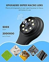 Vista 4 de Microscopio para niños - Mini microscopio digital de bolsillo para niños, lupa portátil USB 500X, zoom 4X, regalos de cumpleaños de Navidad