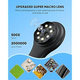 Microscope for Kids - Mini Pocket Digital Kids Microscope, Portable Handheld USB 500X Magnifying Glass, 4X Zoom, Christmas Birthday Gifts for Boys Girls Aged 3-12