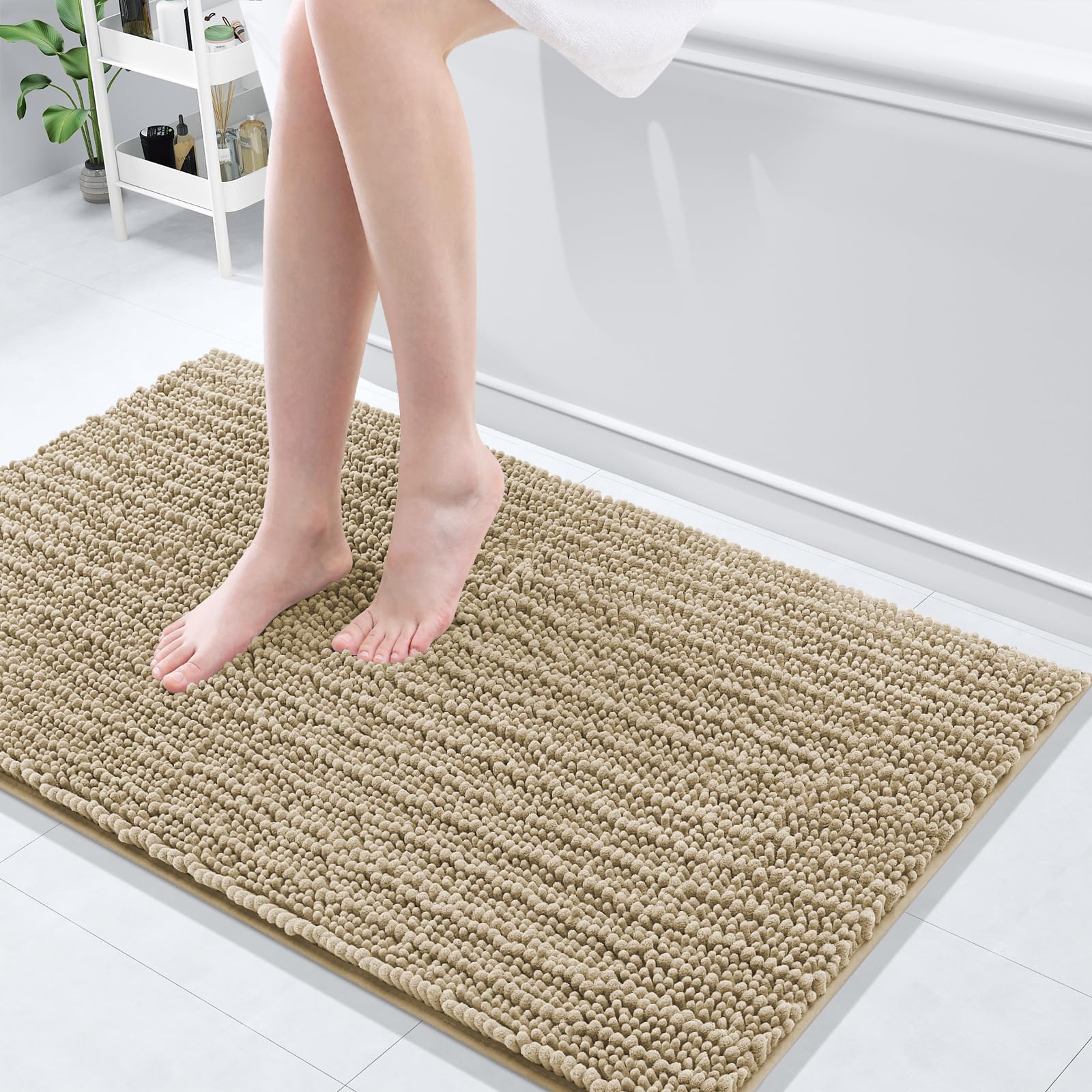 Arotive Luxury Chenille Bathroom Rug Mat, Extra Soft Thick Absorbent Shaggy Bath Rugs, Non-Slip Machine Wash Dry, Plush Bath Mats for Bathroom, Shower