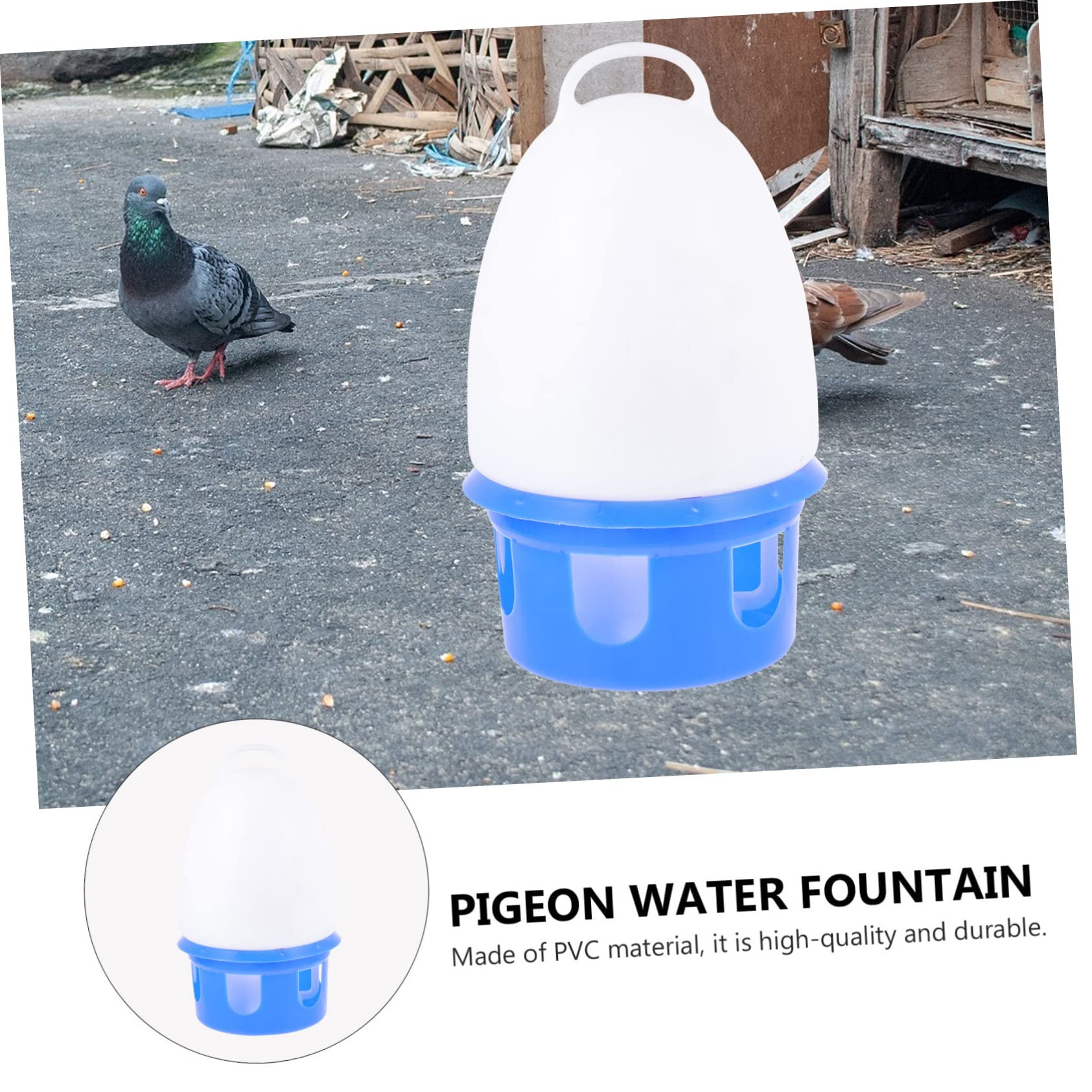 Abreuvoir Pigeon Bleu en PVC, Détachable, avec Échelle, 1 Pièce