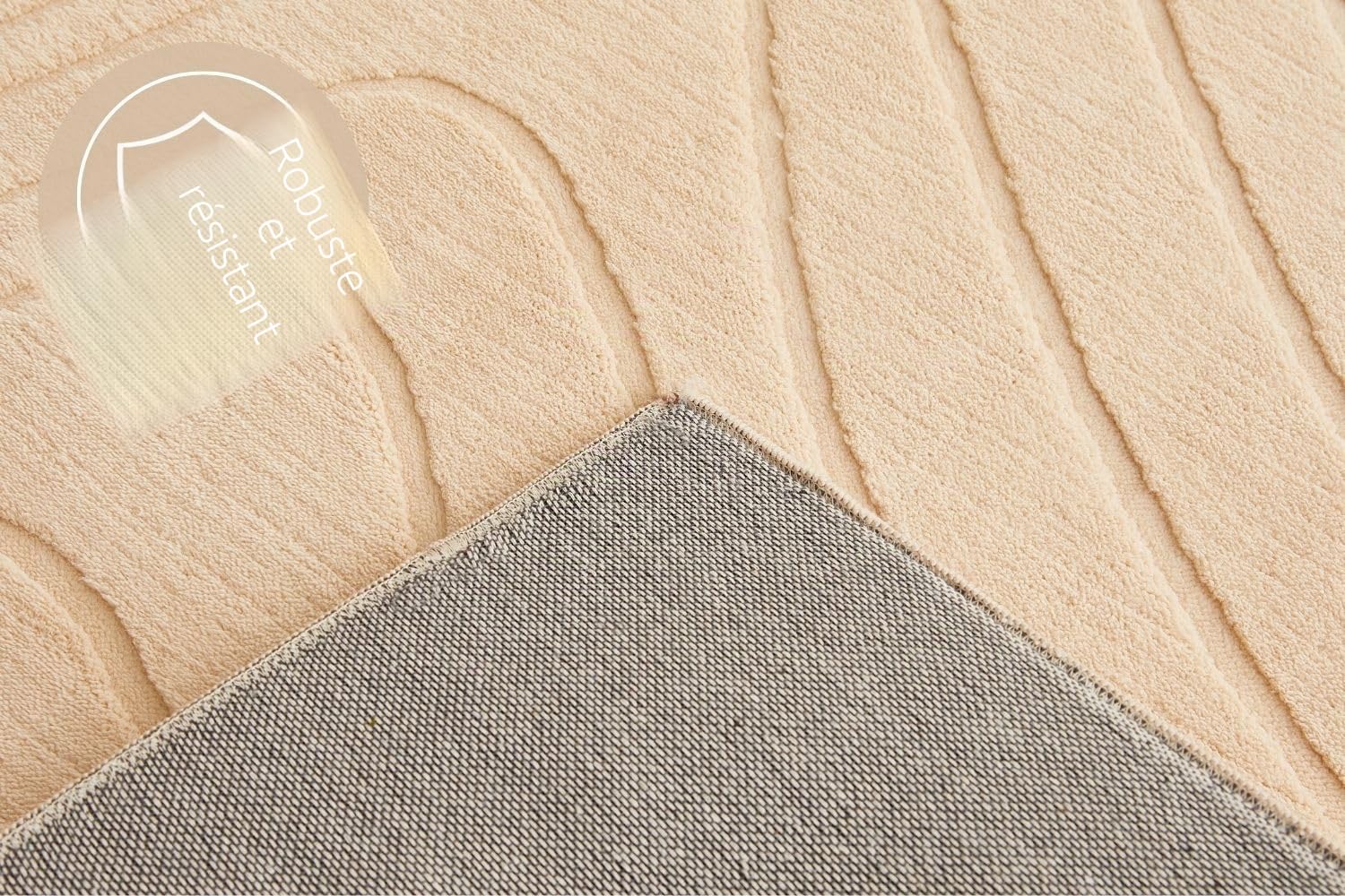 andiamo Tapis Dale - Tapis à poils courts avec effet profond pour le salon et la chambre à coucher - Tapis tissé à haute densité - Doux au toucher - 80 x 150 cm - Beige