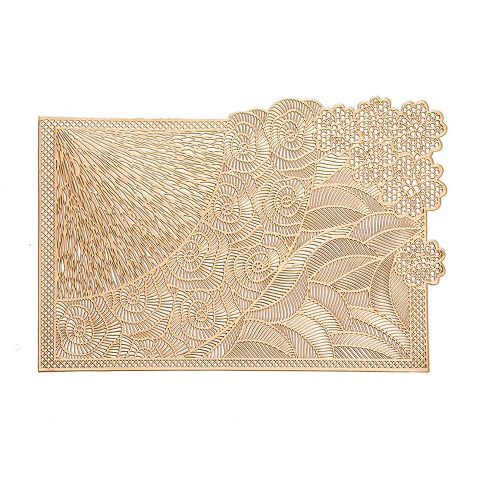 Juego de 8 manteles individuales de PVC, 30 x 45 cm, color dorado