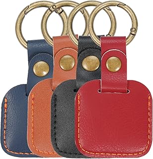 VIPERADE PJ24 AirTag Holder, 4 Pack PU Leather Airtag Case for Apple AirTag Tracker, Keychain AirTag Case with Anti-Lost Key Ring, AirTag Protective Case Cover, Fit for Dog Cat Collar (Multicolor)