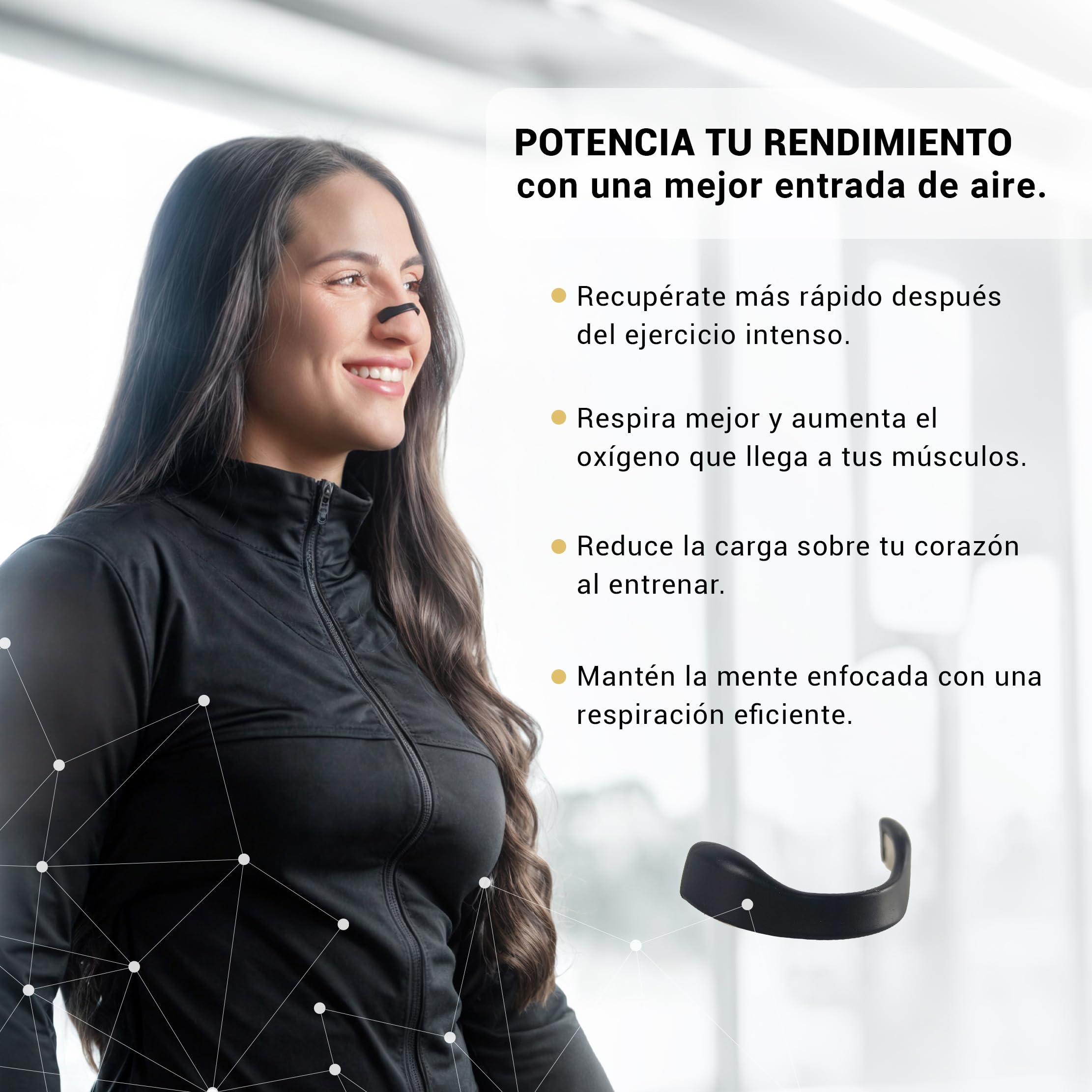 Dilatador Nasal Magnético – Tiras nasales magnéticas para dormir, antirronquidos y deportivas – Negro, potentes imanes y TOALLITAS LIMPIADORAS – 60 parches - "30 días"