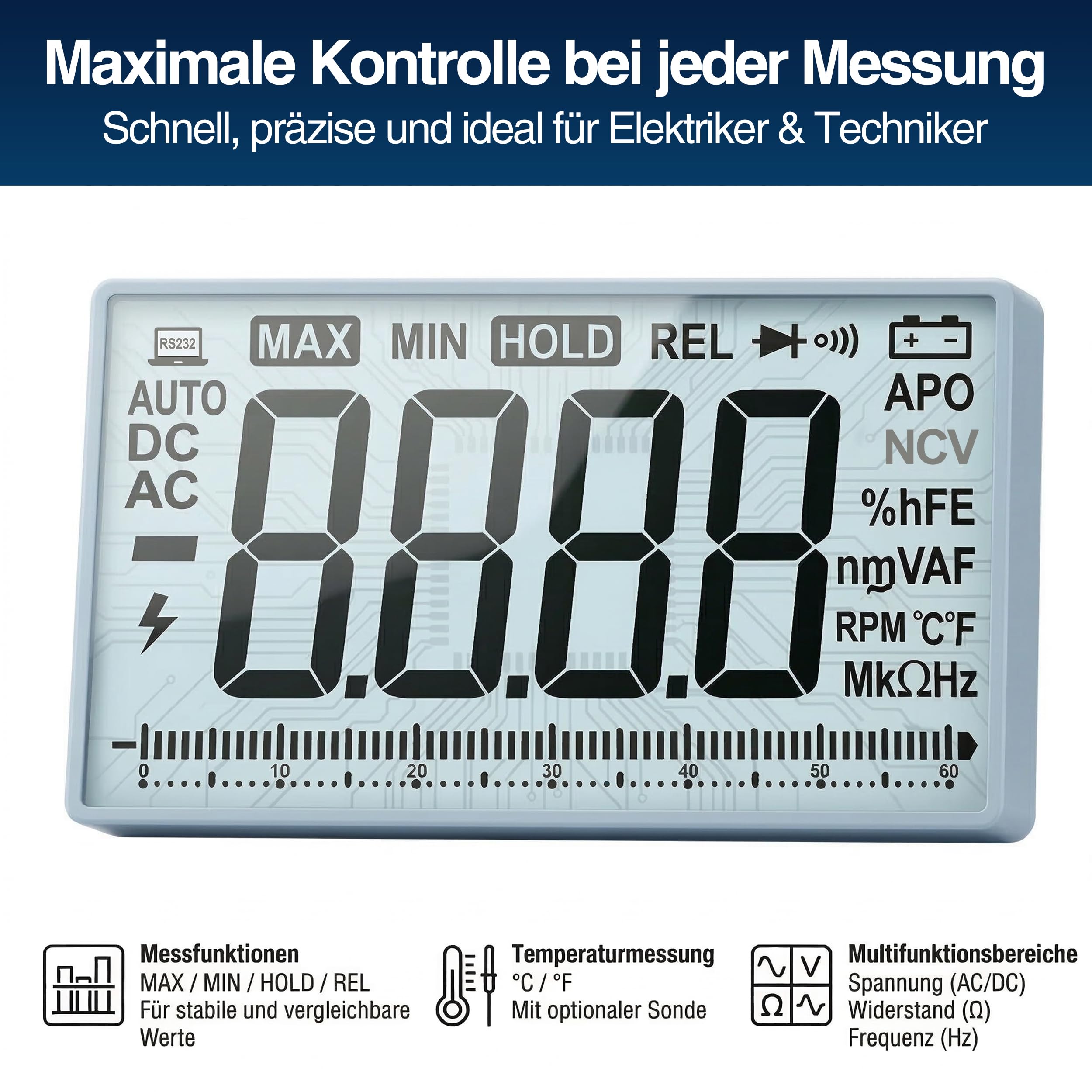 PeakTech P 2025 A True RMS 1000 V multimetr cyfrowy 6000 zliczeń USB