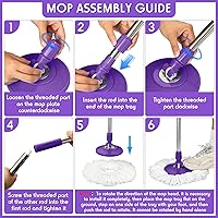 Vista 3 de Mango de repuesto para trapeador giratorio de 360 grados, mango telescópico giratorio de repuesto para cabeza, accesorios de limpieza doméstica