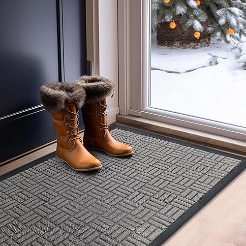 Miniatura 22 de Mibao Tapete para puerta delantera, resistente y duradero, tapete de bienvenida para interiores y exteriores, atrapador de suciedad, impermeable