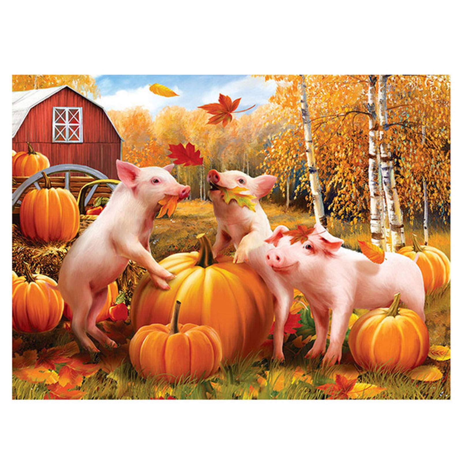Wowdecor Pig 5D Diamond Painting Kits, Gy Animals Pumpkin Maple Leaf Full Drill Diy Diamond Art Cross Stitch Paint By Numbers (Pig)