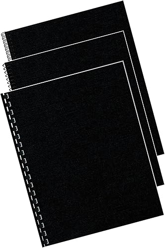 Miniatura 4 de Fellowes Binding Linen - Cubiertas de presentación, carta, negro, paquete de 200 (5217001), lino negro y cristales Fellowes de PVC transparente,