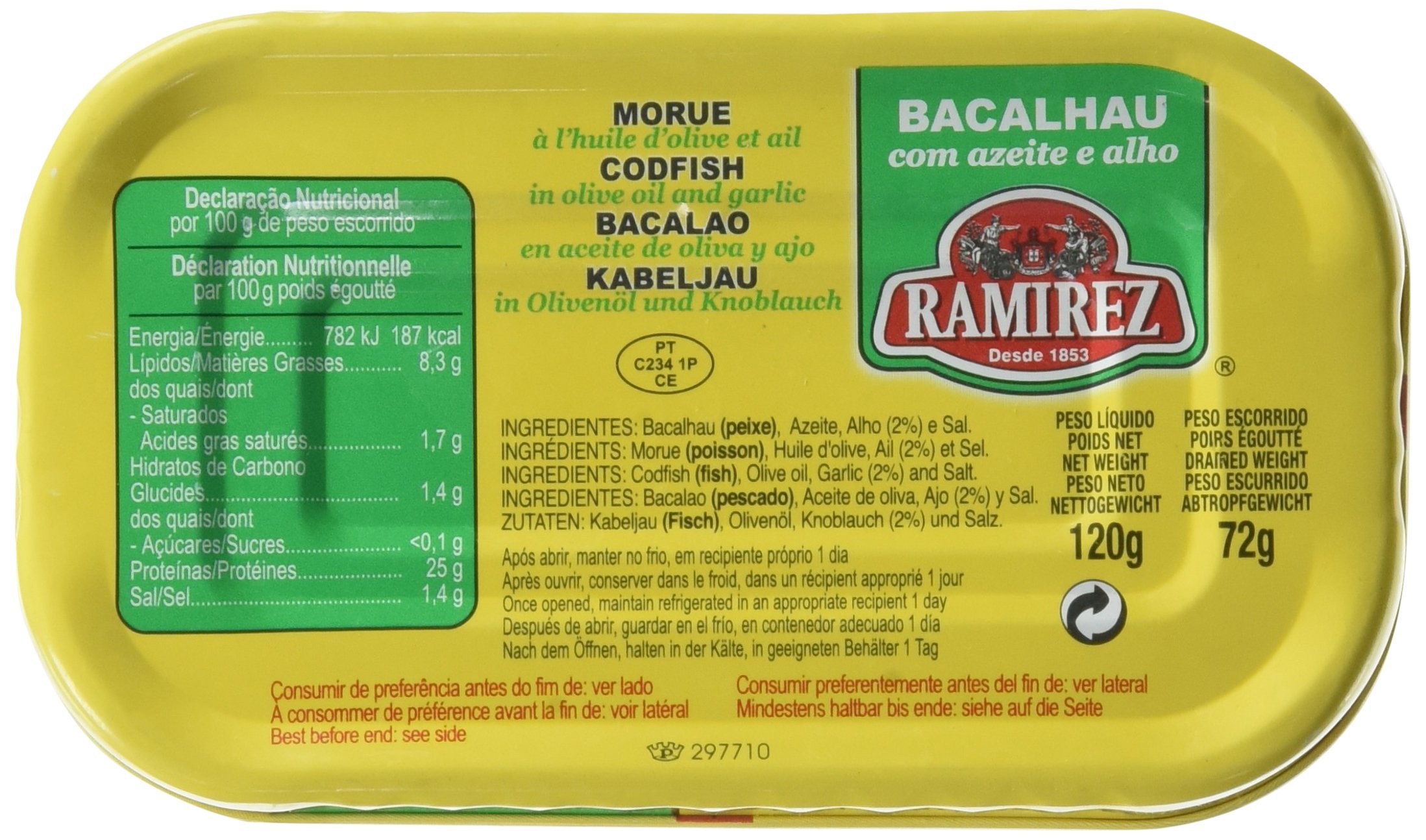Salade de Morue à l'Huile d'Olive/Ail 120 g Ramirez - Lot de 10