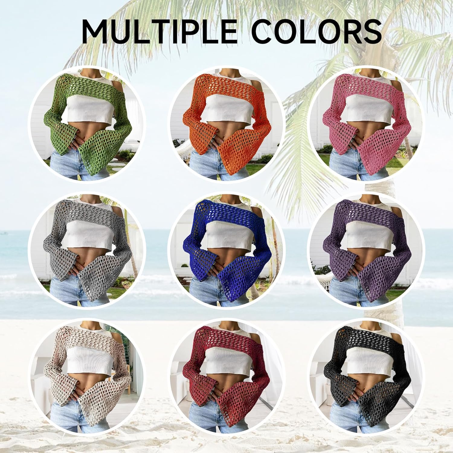 KEOMUD Crochet Crop Tops for Women Y2K Going Out Top Hollow Out Knit Bikini Beach See Through Cover Ups Fashion - Image 5