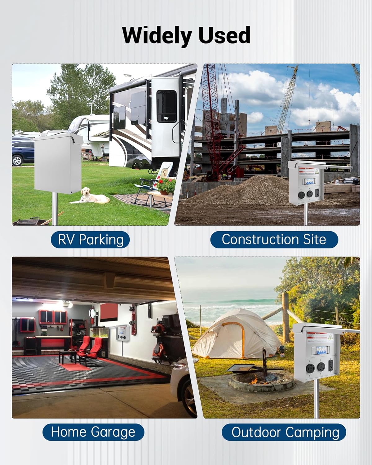 Upgrade Temporary Power Outlet Panel, RV Electrical Outlet Panel with 20, 30, 50 Amp Receptacle Installed, with Breaker, Prewired and Unmetered, Weatherproof, Fit for motorhomes and Construction Site - Image 6