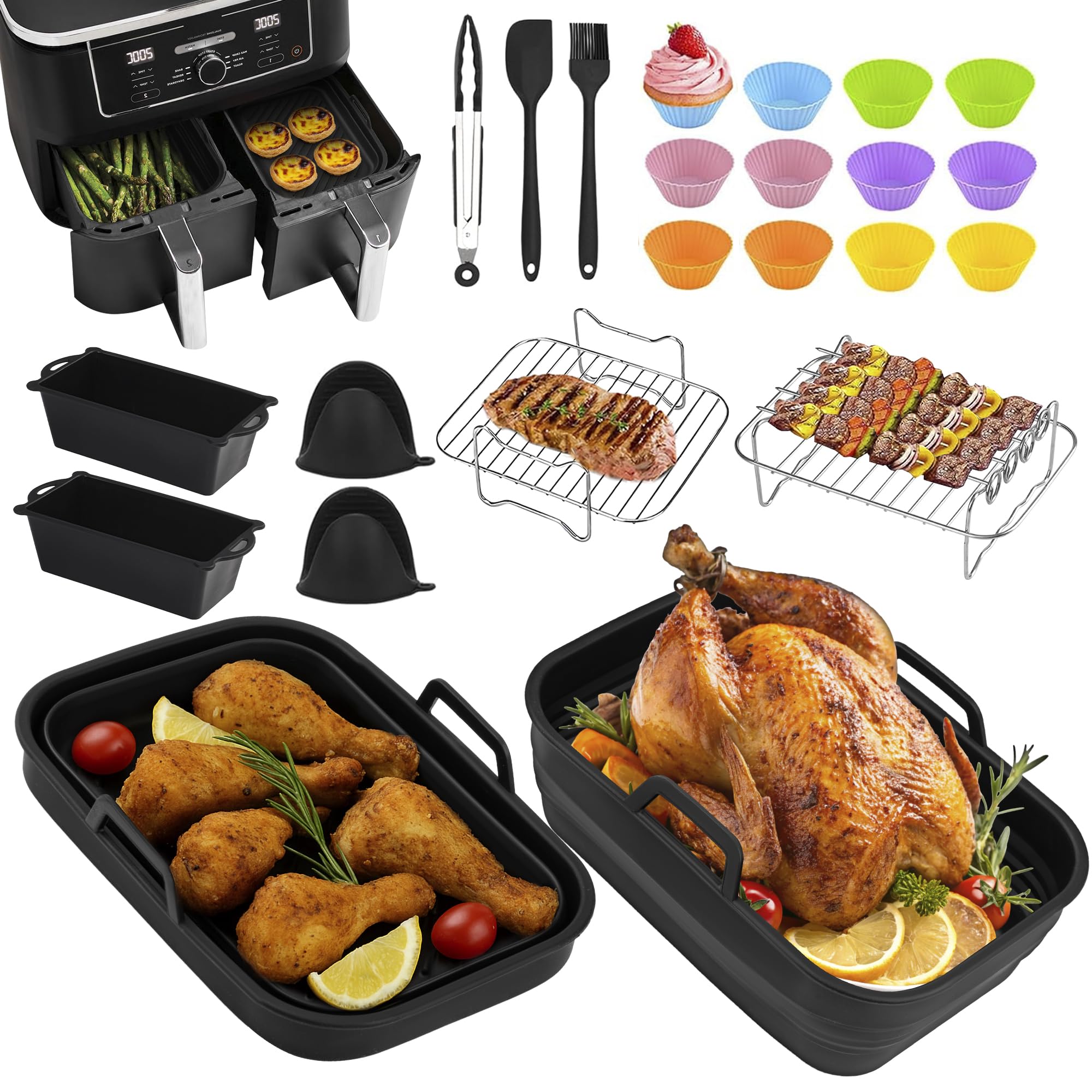 Silicone airfryer Ninja Foodi Max 9.5L panier pliable et accessoires de cuisson AF400EUCP