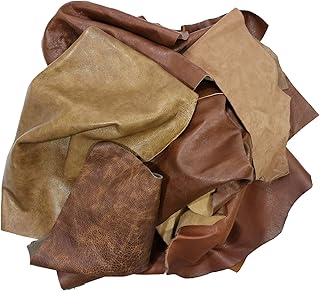 1 Pound Premium Brown(s) Full Grain Upholstery Genuine Cowhide Leather Scrap For Crafts for Crafts, Sewing, Hobby Worksho...