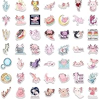 Vista 6 de Calcomanías de ajolotl, 100 unidades, lindas calcomanías impermeables, regalo de bricolaje para decorar la fiesta