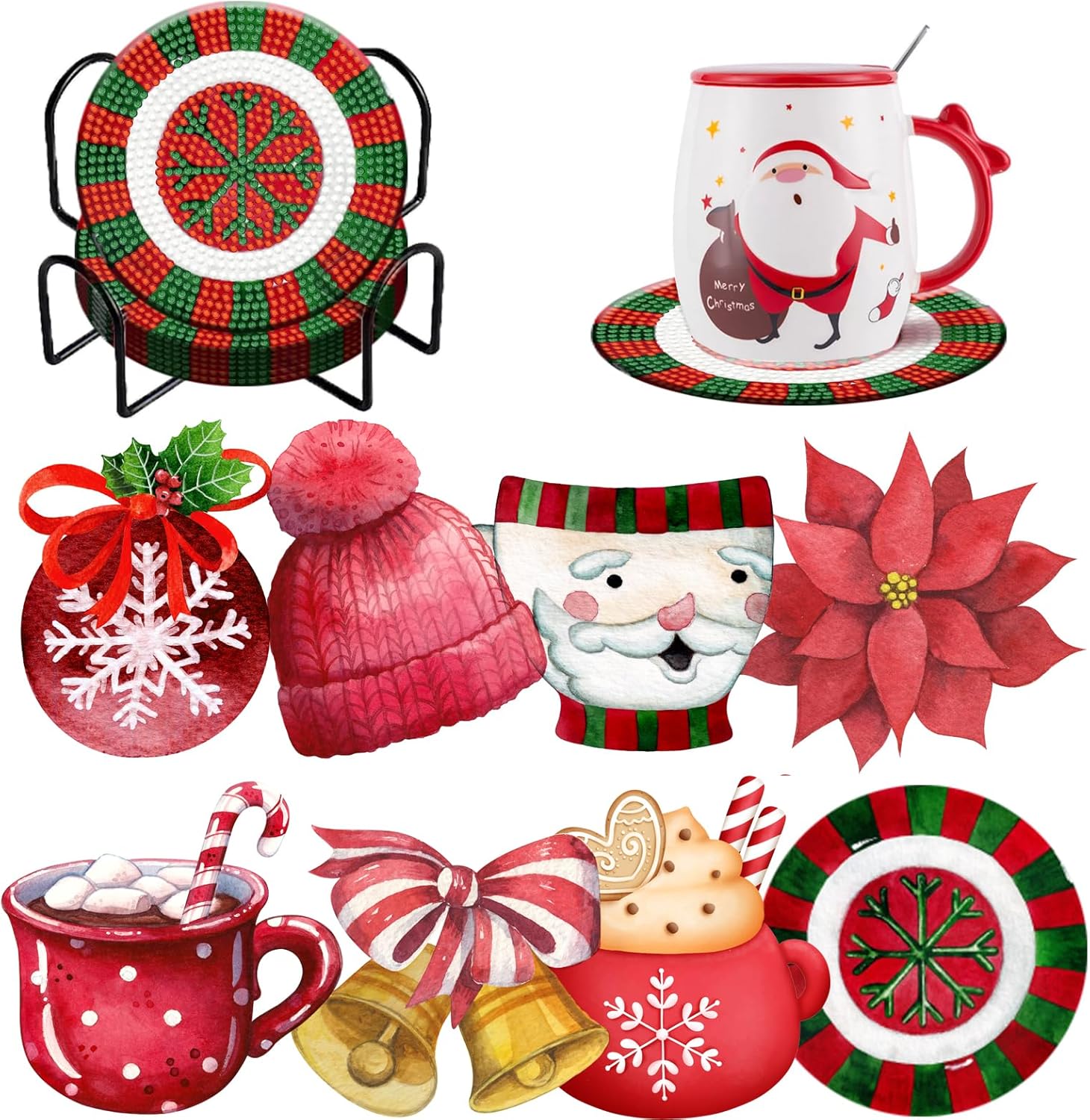 Amazon 8 Pcs Christmas Diamond Art Painting Coasters Kits With amazon-8-pcs-christmas-diamond-art-painting-coasters-kits-with