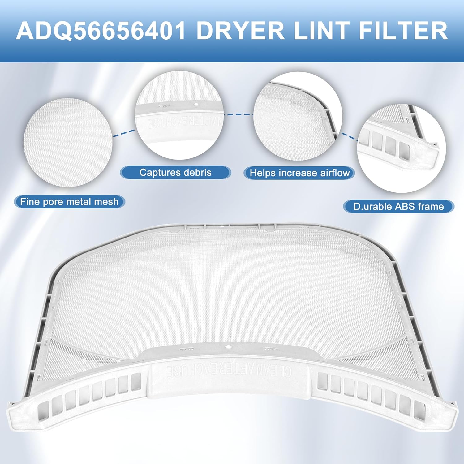 ADQ56656401 Dryer Lint Filter with MCK49049101 Lint Trap Cover - Fit for L-G Ken-more Elite Dryer DLGX4001W DLGX4001B DLGX3701W DLGX3701V DLGX8101V DLGX3571V by TOMOON