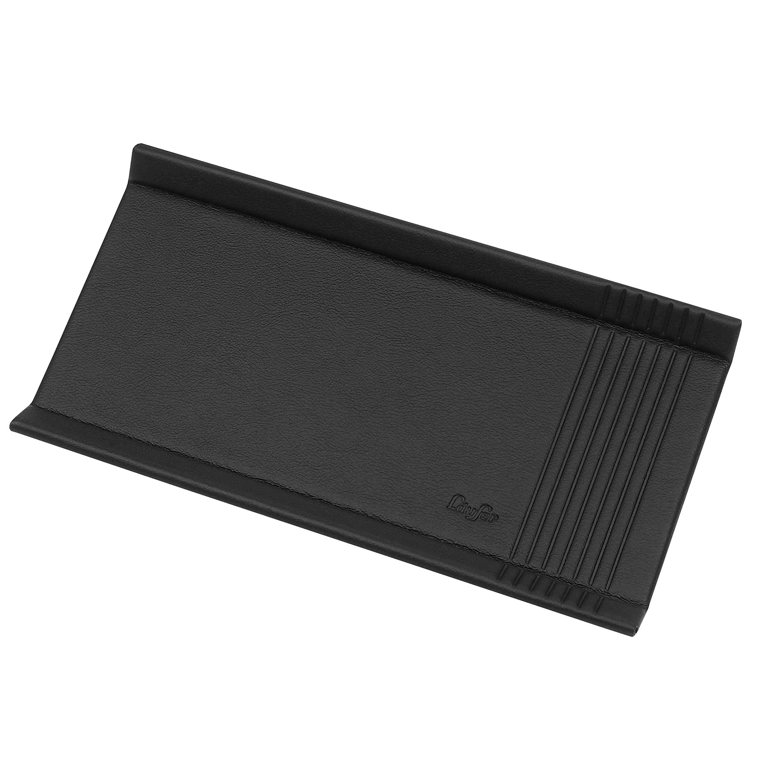 Läufer 31076 La Linea Federschale, naturgenarbtes Rindsleder, schwarz, Handgefertigt aus Echtleder in Deutschland, Stiftablage aus Leder
