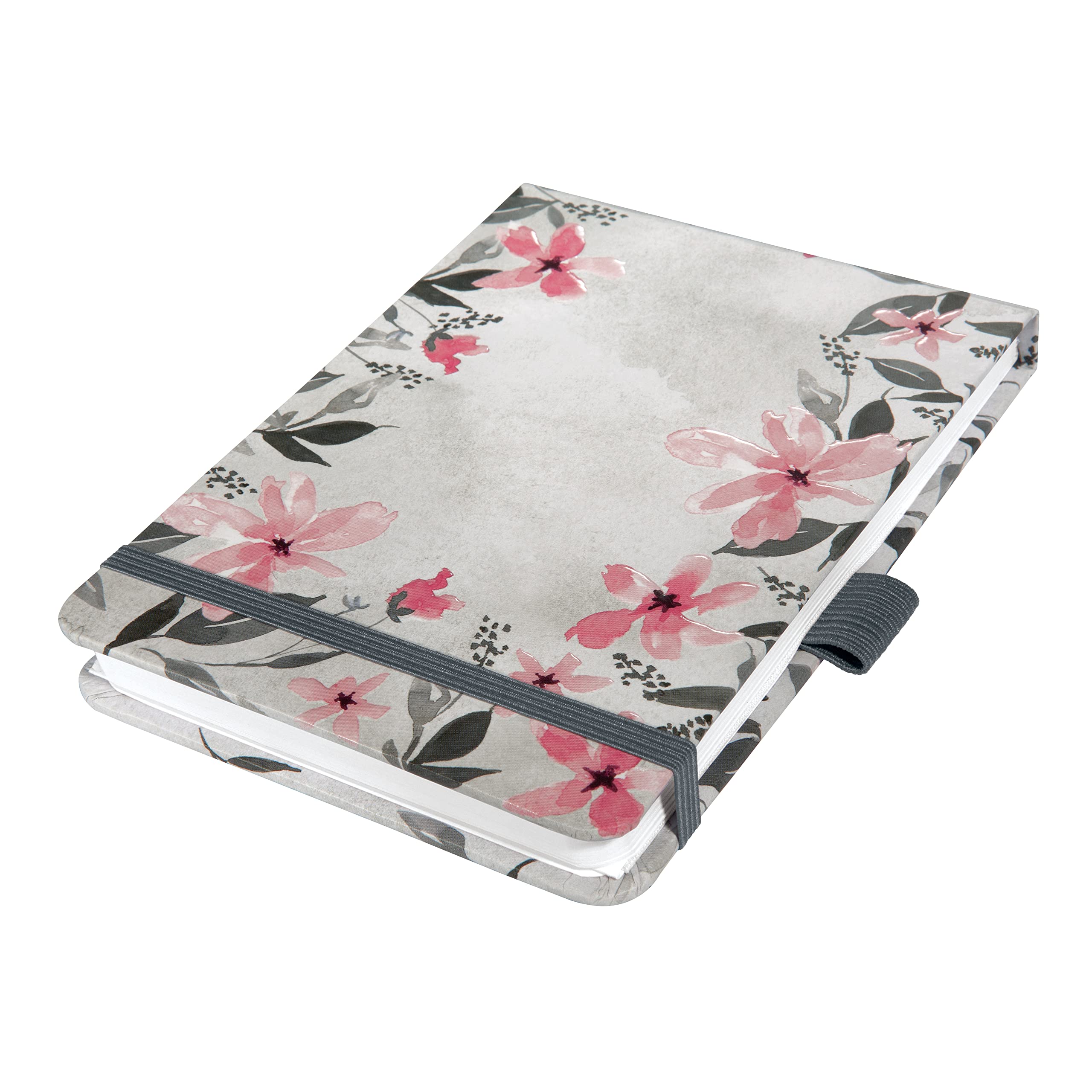 SIGEL JN398 Notizblock A6+ dotted, grau, rosa, Reporterblock Jolie, Hardcover, 79 Blatt, aus nachhaltigem Papier