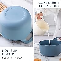 Vista 2 de COOK WITH COLOR Juego de 4 cuencos de plástico apilables para mezclar con boquillas y asas, azul
