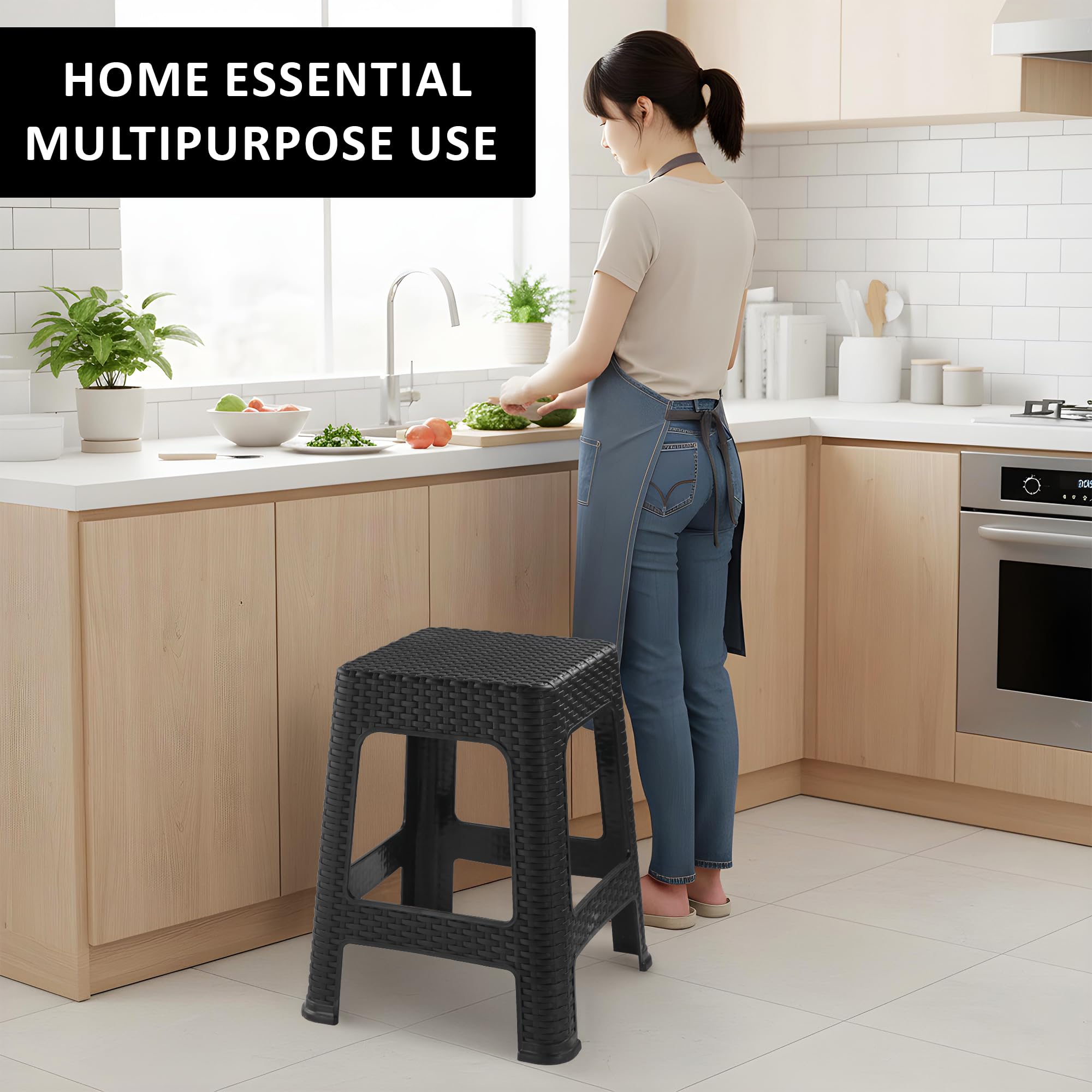 Kuber Industries Optima Stool - Black -6