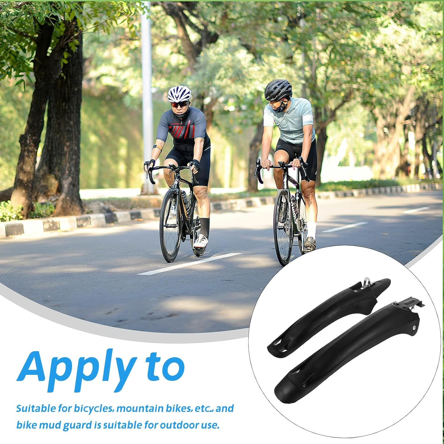 Kisangel Mountain Bike Mud Guard Set for Bicycle, Black Plastic Front and Rear Fenders with Easy Installation, Sturdy Tire Guards for Enhanced Riding Experience in Urban Areas and Cycling