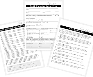 Teeth Whitening Intake, Consent, and Aftercare Form | 75 Pack | 8.5 x 11" A1 Forms | Clients Signature | 25 Intake Forms, 25 Consent Forms, 25 Aftercare Forms