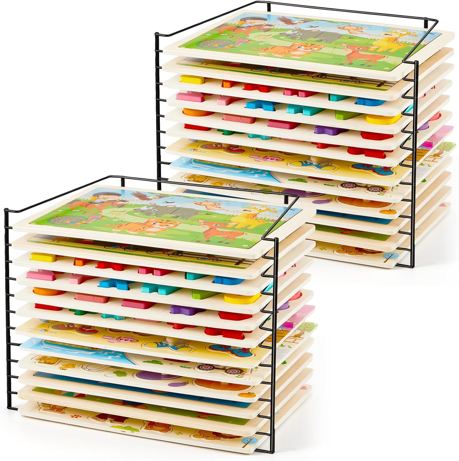 Colarr 2 Pcs Puzzle Rack Organizer Metal Puzzle Storage