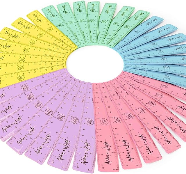 Ashton and Wright - 6 Inch / 15cm Rulers - Shatter Resistant - Class Pack of 50 - Pastel Colours