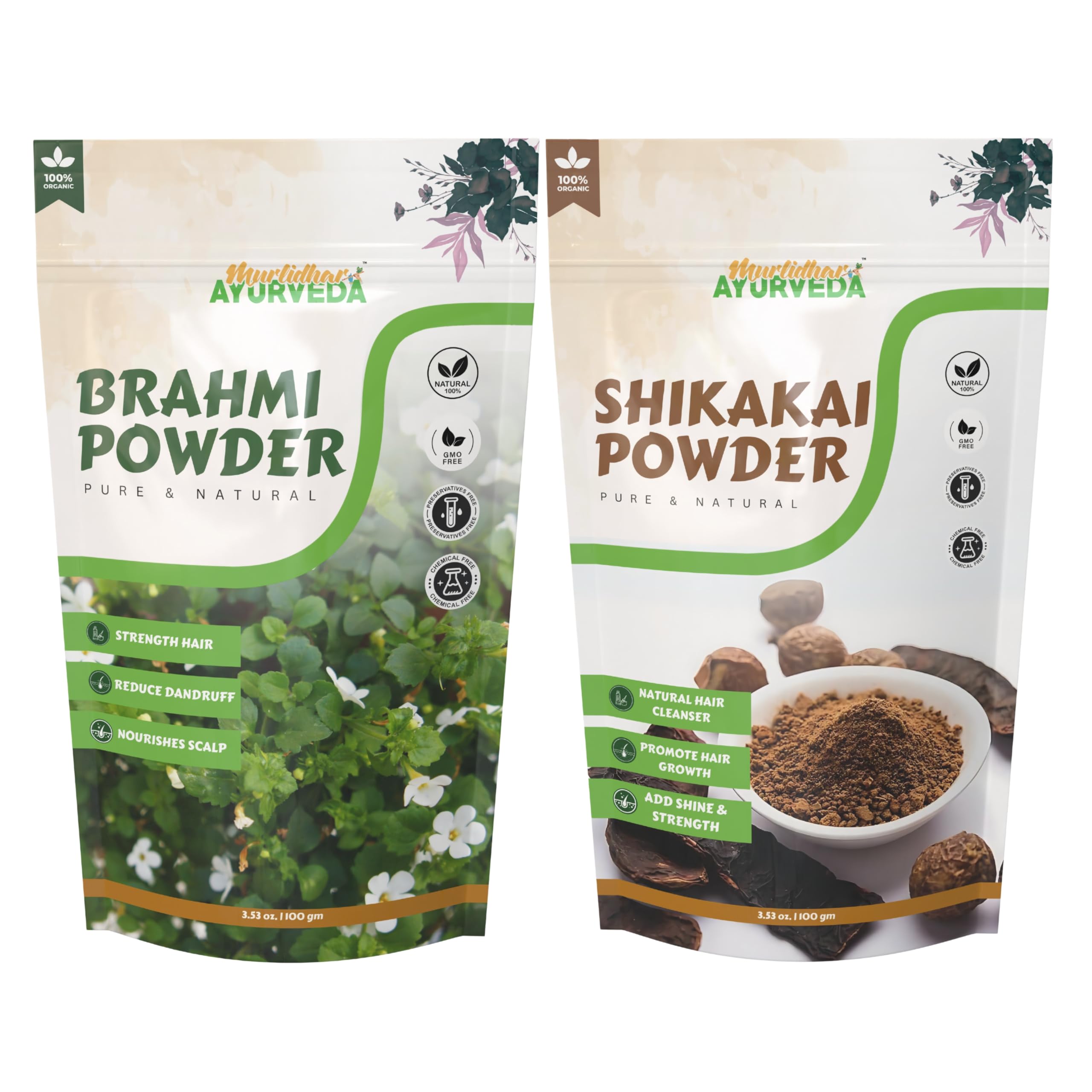 Pure Herbal Shikakai & Brahmi Powder (Combo set 100gm each) Natural Ayurvedic Hair Cleanser, Strengthens Roots, Improves Hair , Reduces Dandruff, Nourishes Scalp Organic, Chemical-Free Hair Treatment-image-37