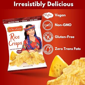 Wai Lana Chips Rice Crisps Nacho Cheese, Gluten-Free, Vegan, Non-GMO, 2.65 oz (Count of 6)