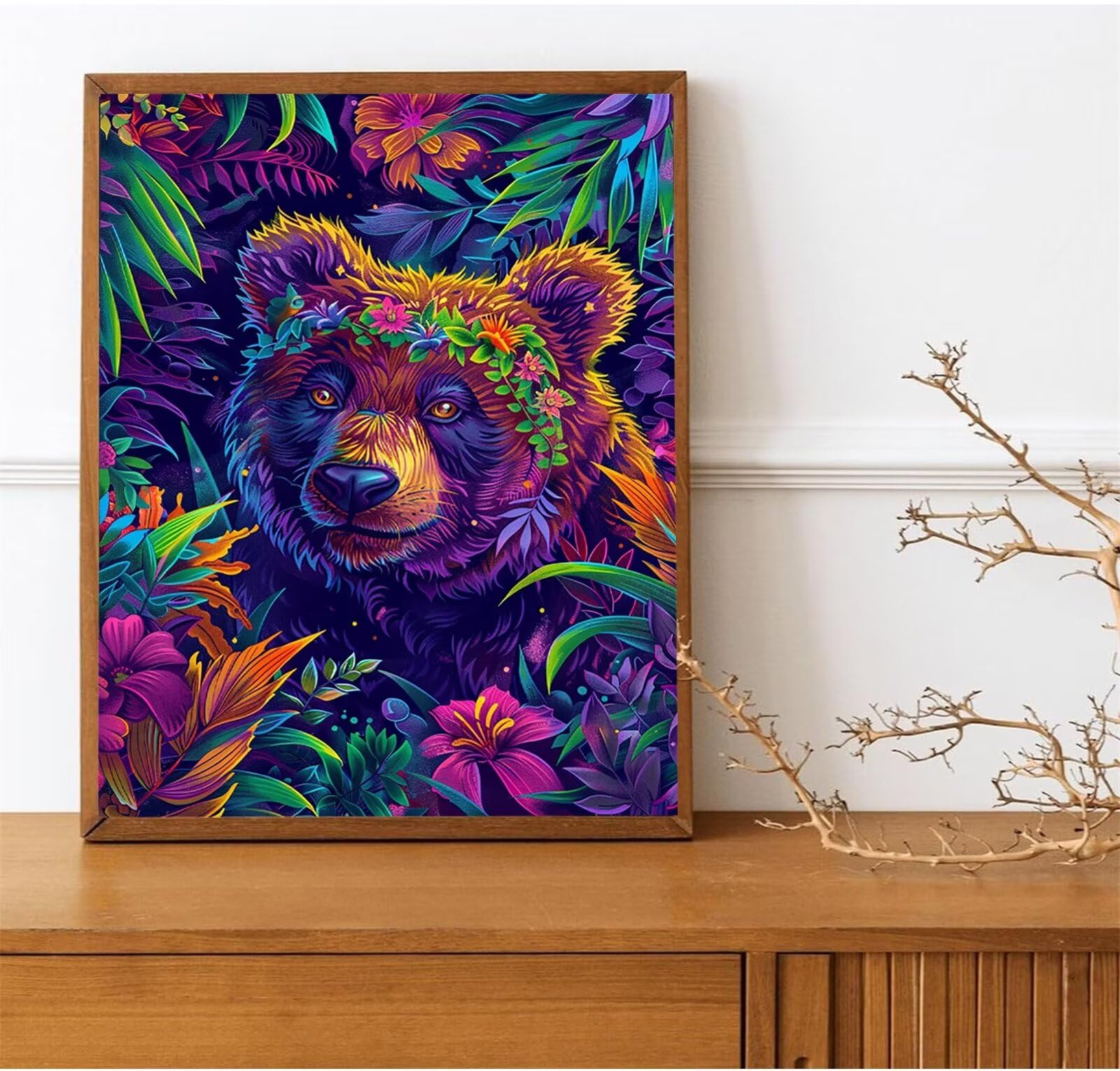 Malen nach Zahlen Kinder ab 7 8 9 10 Jahre Mädchen, Malen nach Zahlen Erwachsene Malen-Nach-Zahlen Kinder Teenager Kreatives fürGeschenkideen Malen nach Zahlen Panda Blume 60x80cm (mit Rahmen)