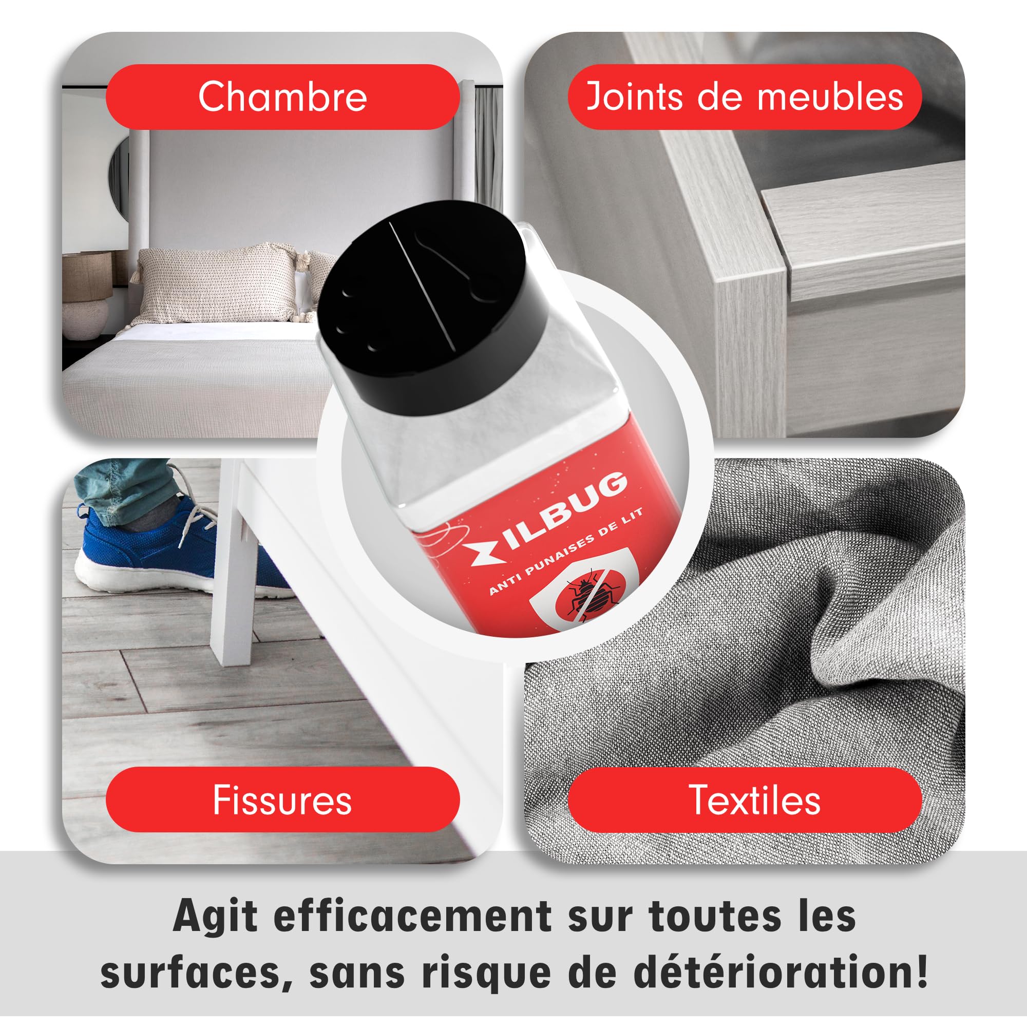 Professionnel | Tue jusqu’à 100% des Punaises & Cafards en 48h | 100% Naturel | Traitement Choc Anti Punaise de Lit Ultra Efficace & Immédiate | Exclusivité en Europe