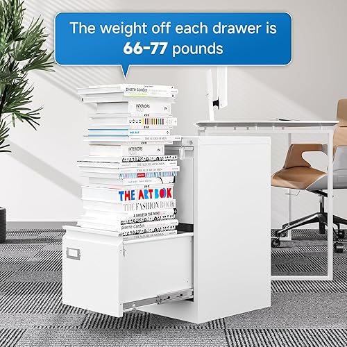 Miniatura 93 de Archivador vertical de 2 cajones con cerradura de metal, archivador vertical de metal, para oficina y hogar, archivadores verticales de acero