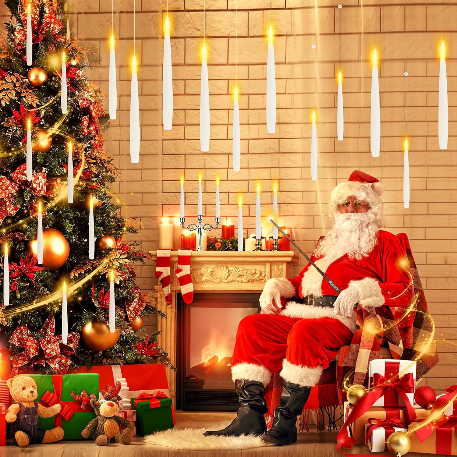 FOOING Floating Candles with Wand Remote, 20pcs Christmas